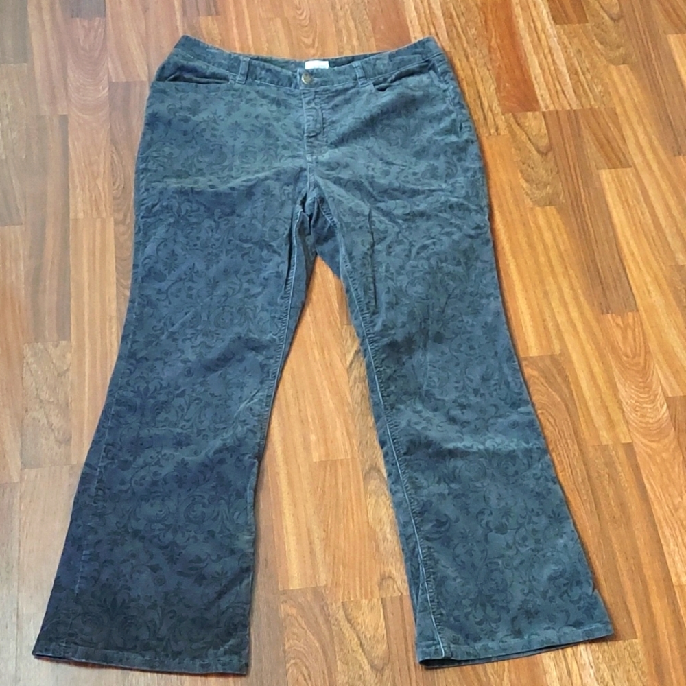 Chico's Grey & Black Corduroy Pants Sz. 14